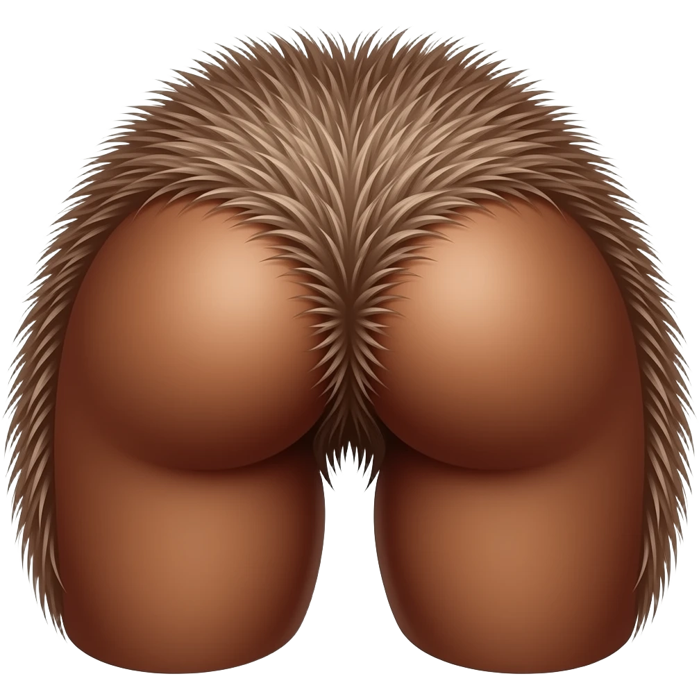 Hairy massive glutes cheeks midgetsanus spread and brown emoji