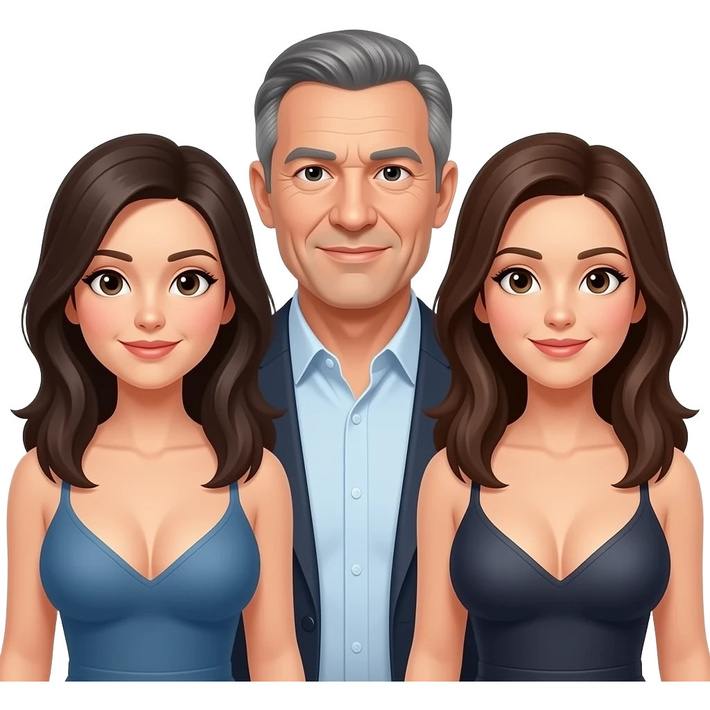 Handsome man of 57 with 2 women  with larger breasts emoji