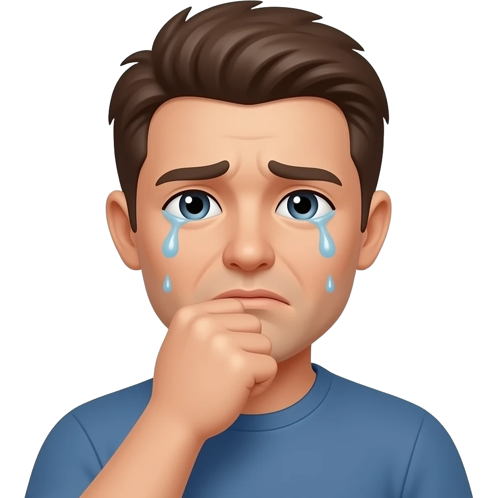 generate a crying emoji with fist hiding its mouth make it an emoticon and not a person emoji