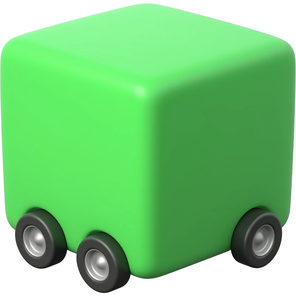 green cube with wheels emoji