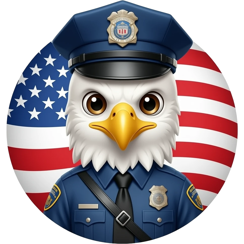 FBI cute bald eagle police man with an American flag emoji