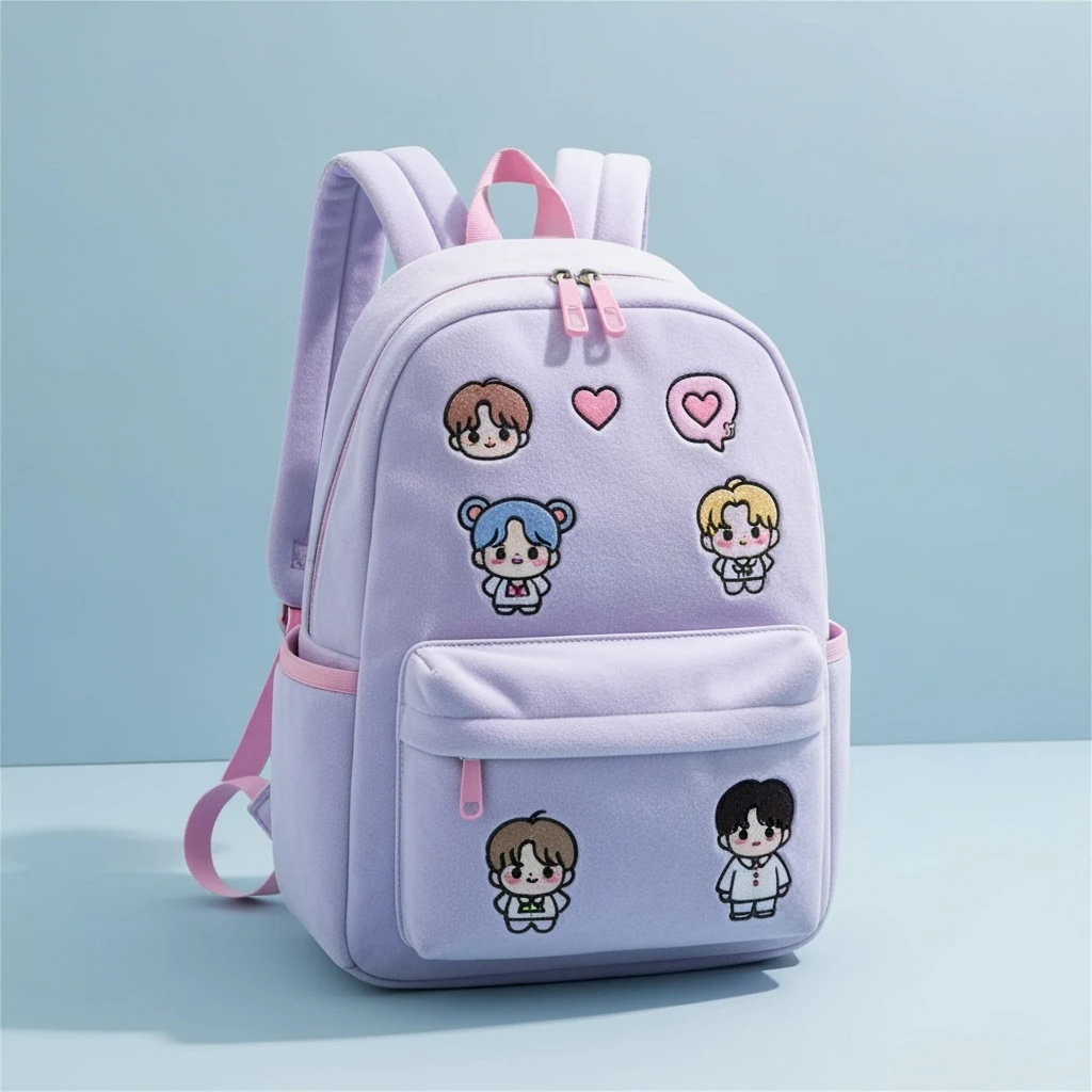 kpop backpack, cute, expressive, minimal emoji