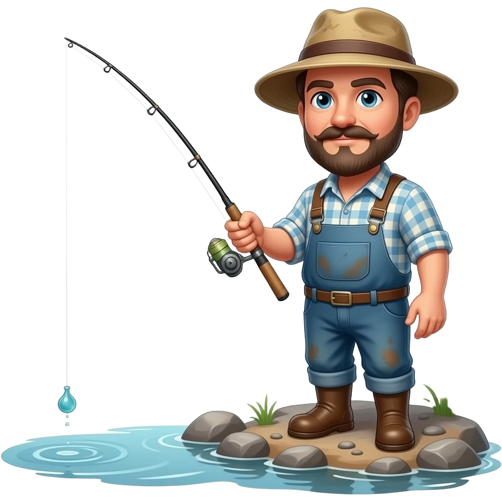 fisherman with a fishing rod emoji
