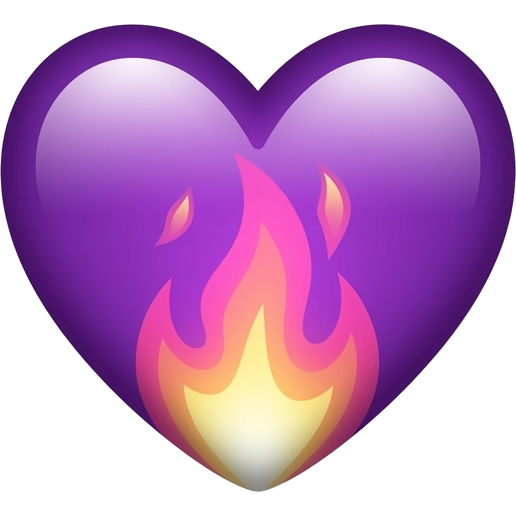 Flaming purple heart emoji