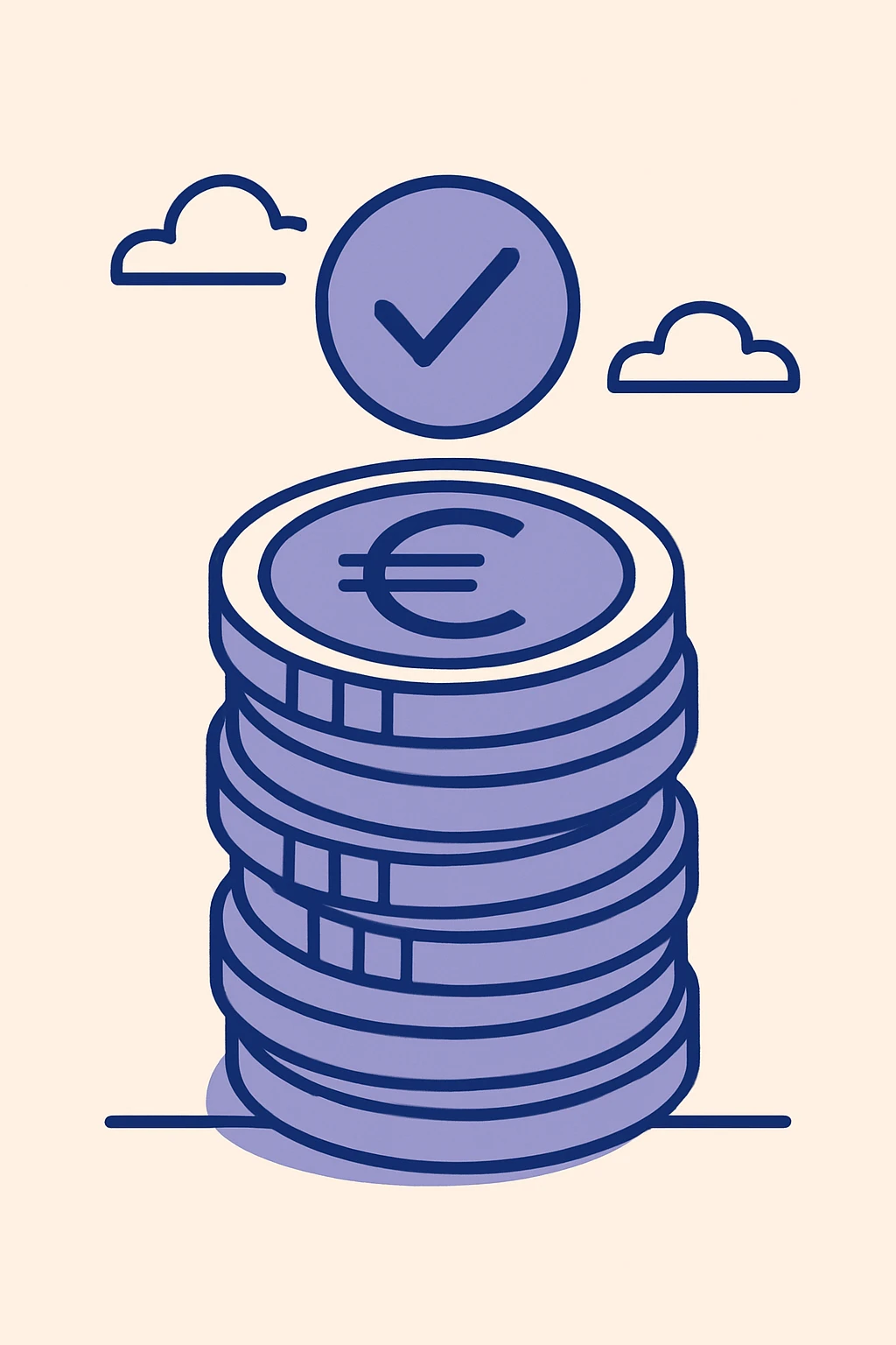 a stack of euro coins, representing excellent money habits, clean modern style emoji