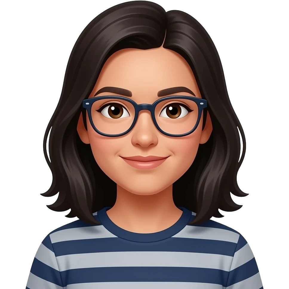 hispanic female teenager with dark hair and glasses emoji