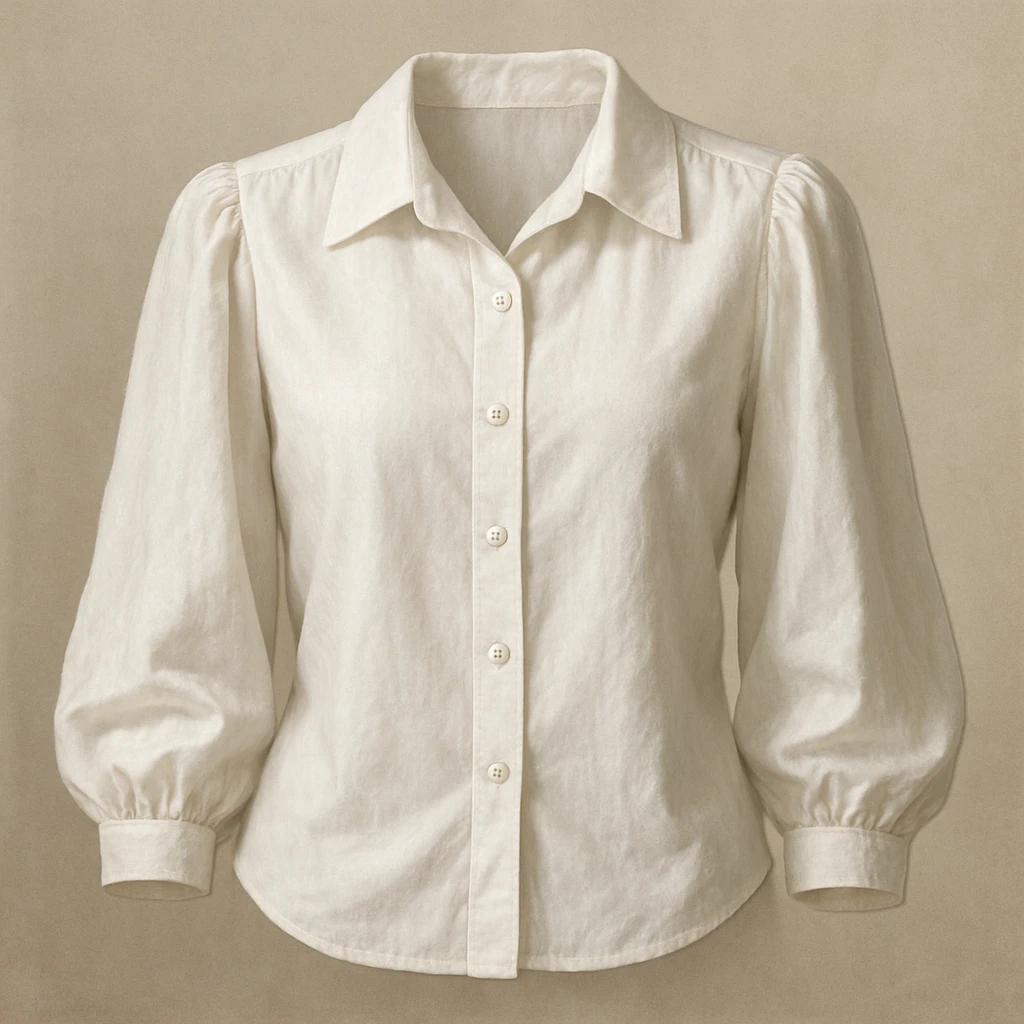 realistic illustration of a white blouse, detailed, lifelike textures, soft lighting emoji