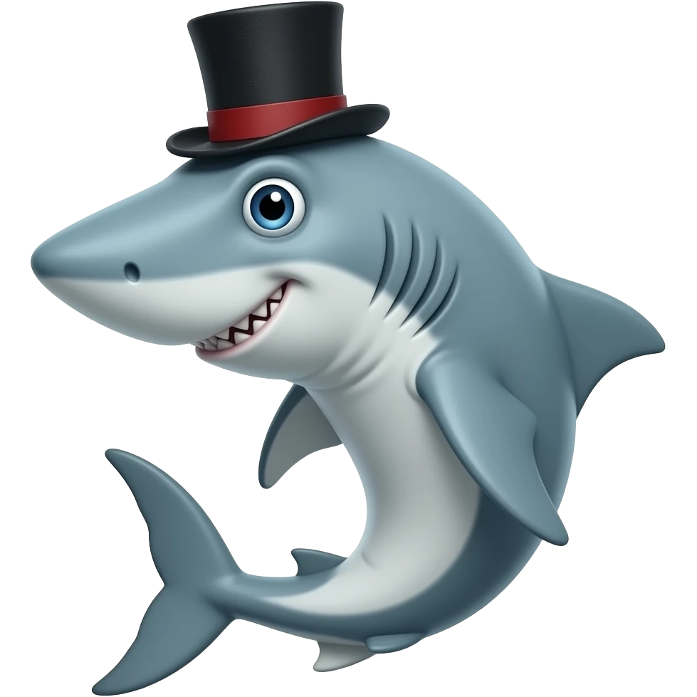 Shark with a top hat emoji