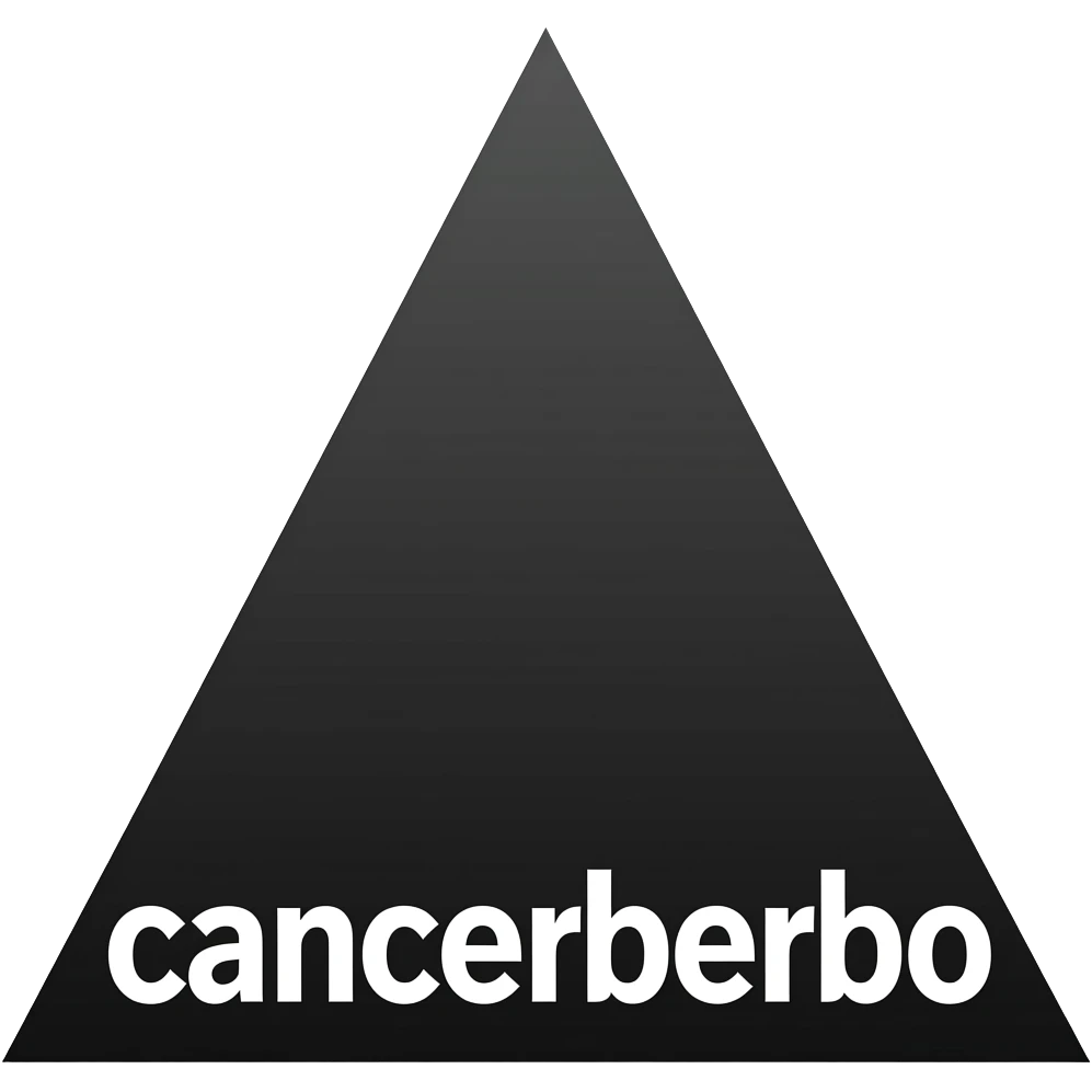 Triangulo negro que diga cancerbero con letras blancas que cubran cada extremo del cuadro emoji