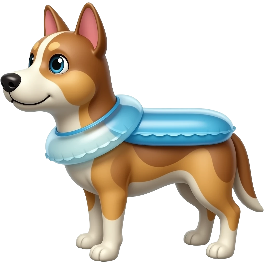 make a dog using a inflatable pool float, make it in an emoji style emoji