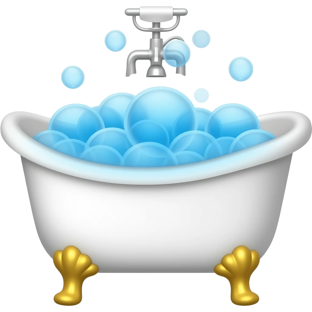 white bath with blue bubbles emoji
