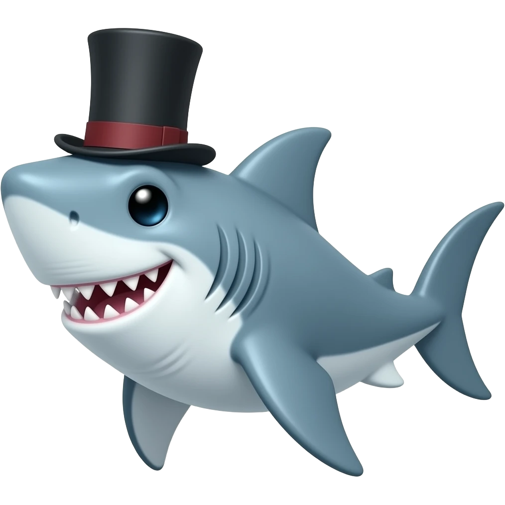 Shark with a top hat emoji