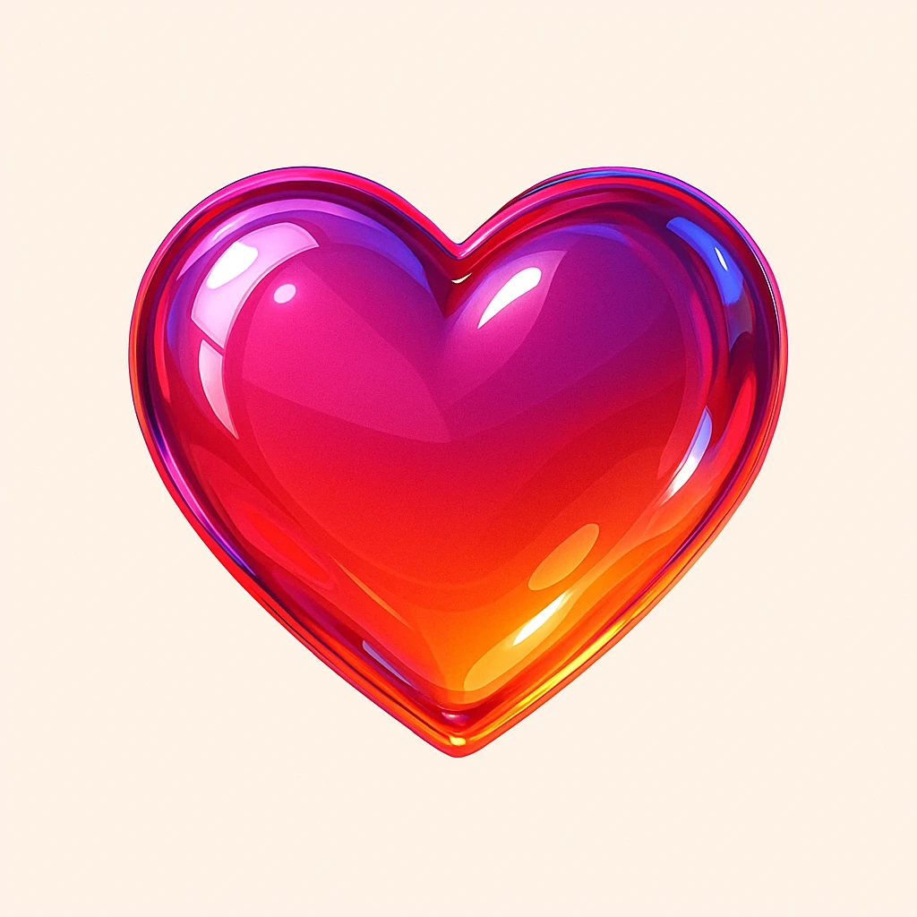 heart with a glassy effect, digital illustration emoji