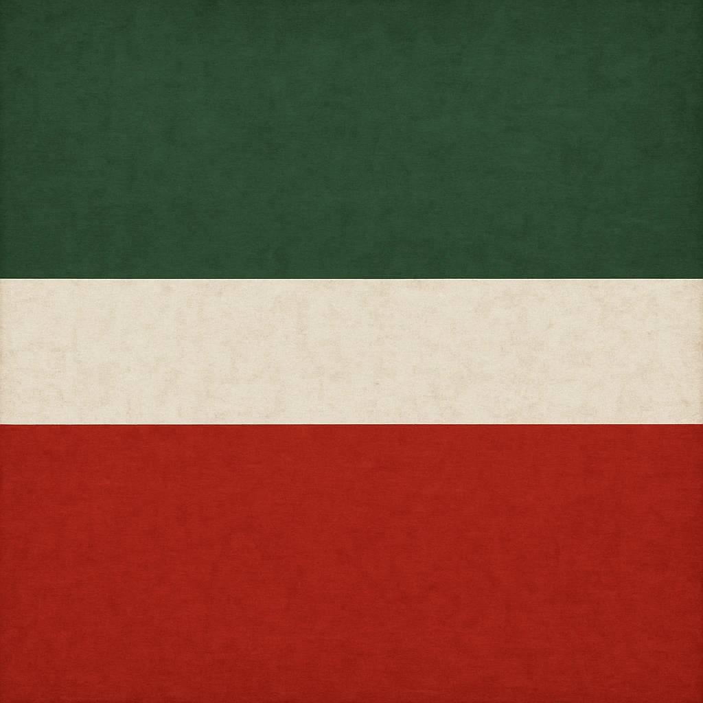 ancien drapeau tchétchène, bandes horizontales vert, blanc, rouge, style drapeau, sans texte, proportions classiques emoji