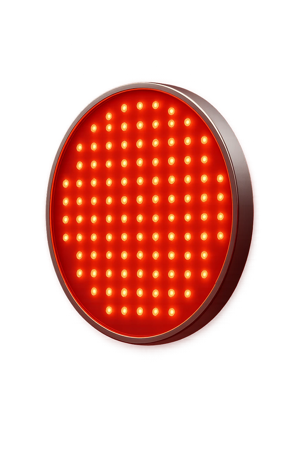 luce rossa led rotonda fluttua in aria, iperrealistica 4k emoji