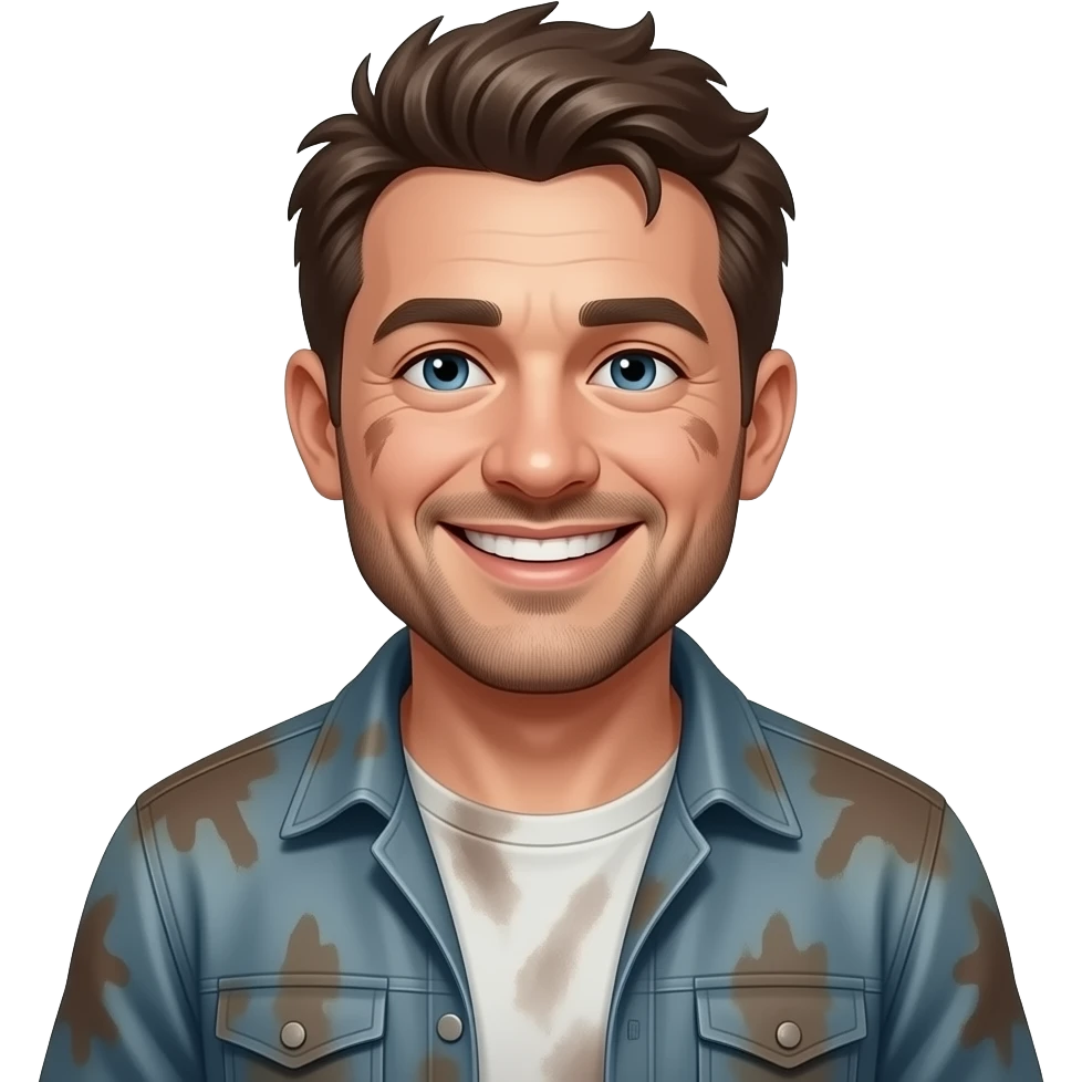 guy with scruffy hair and looking dirty but kind of happy emoji