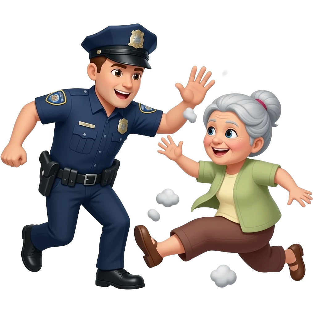 police officer knocking over old lady emoji