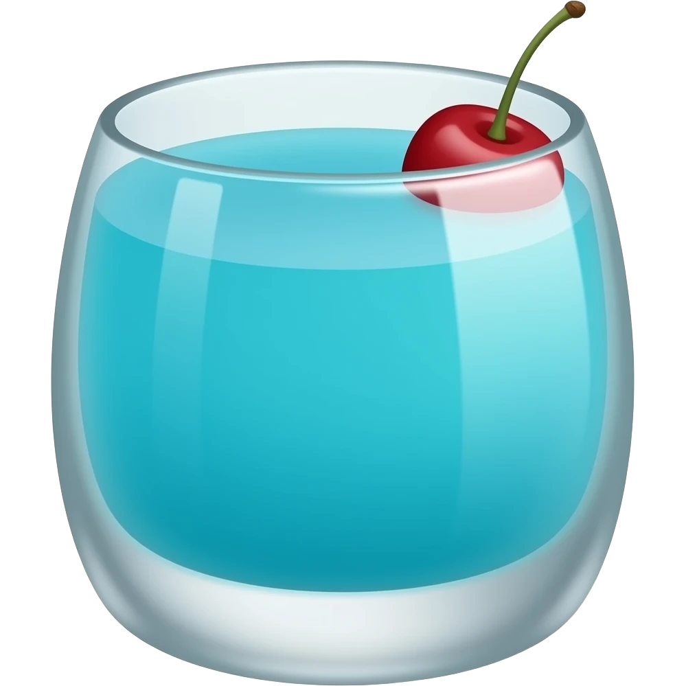 #A0F4F4 colored cocktail in poco grande glass with a cherry on top emoji