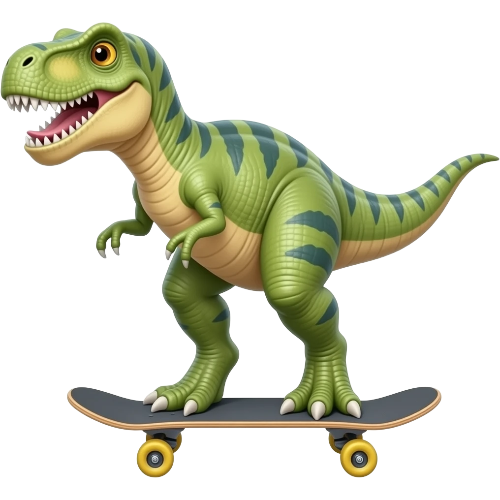 Dinosaur on a skateboard emoji