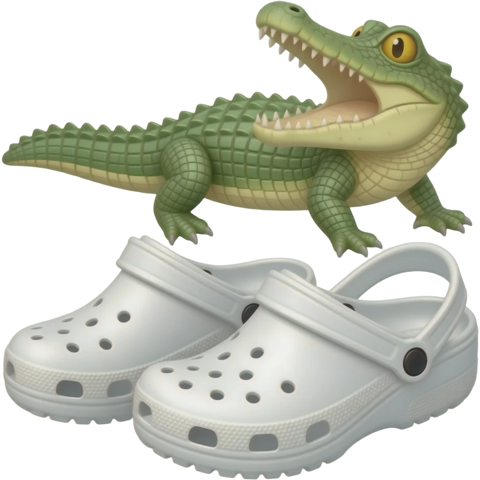 White crocs shoes beside a crocodile emoji
