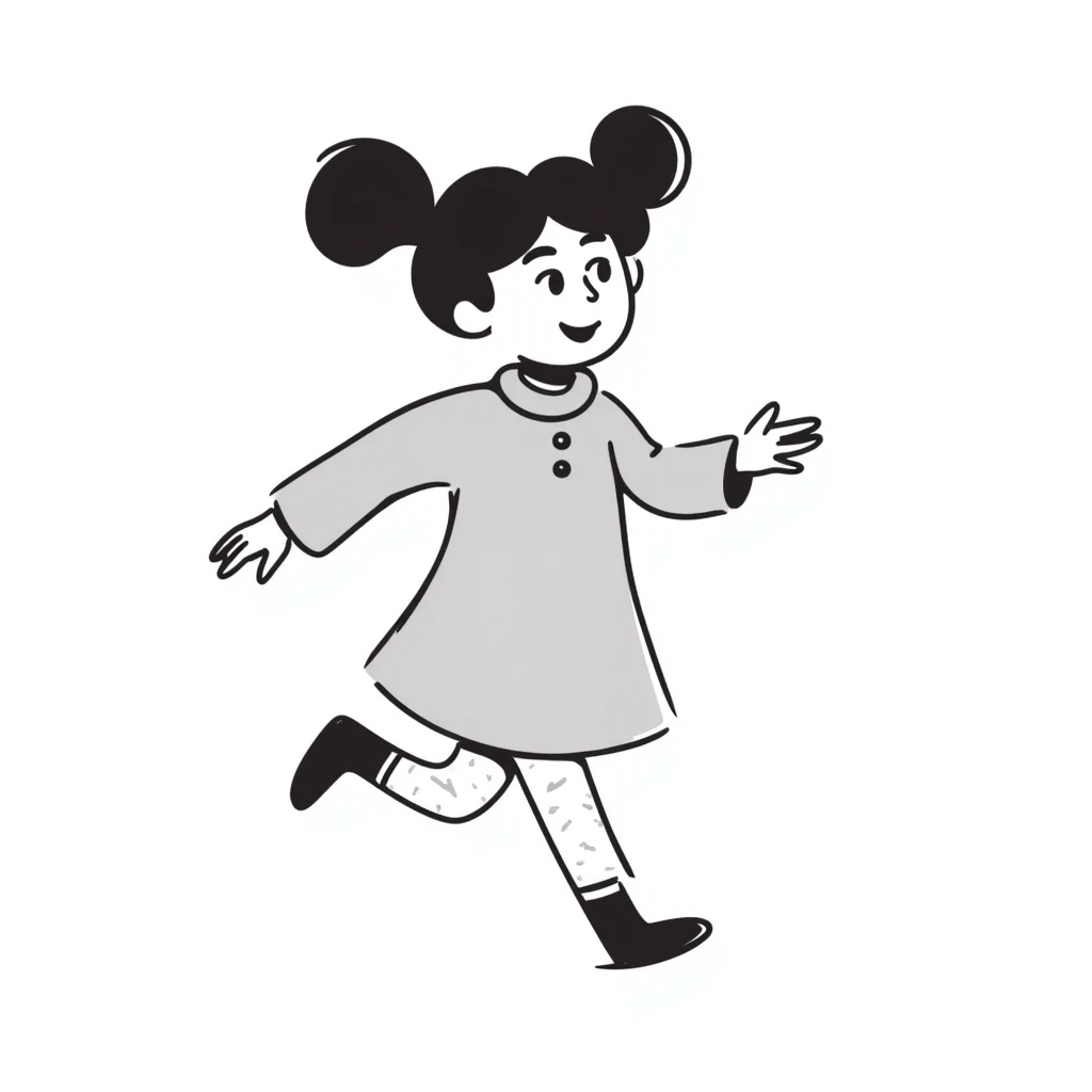 Hand-drawn little girl with pigtails and a cute dress emoji