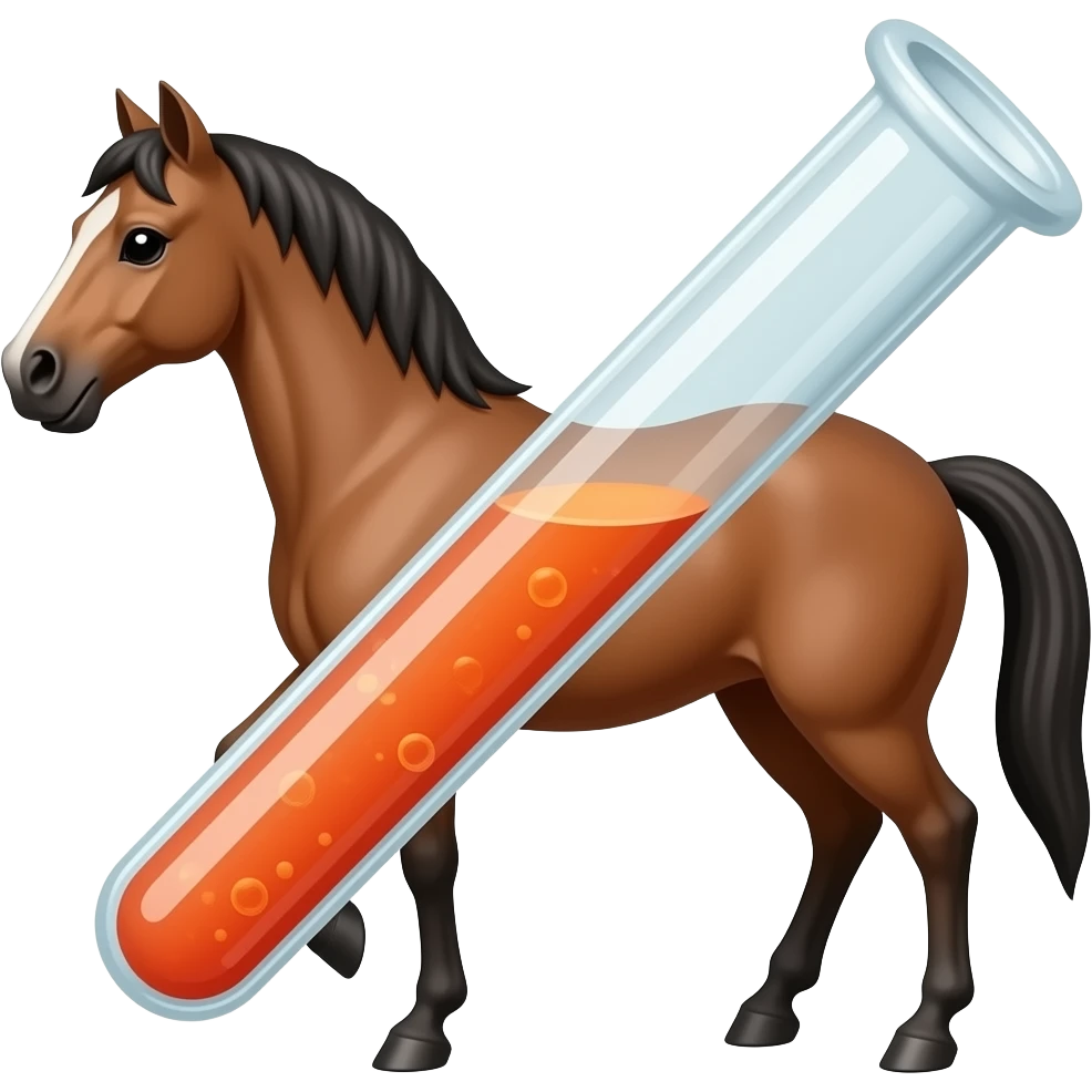 Test tube with legs on a horse emoji