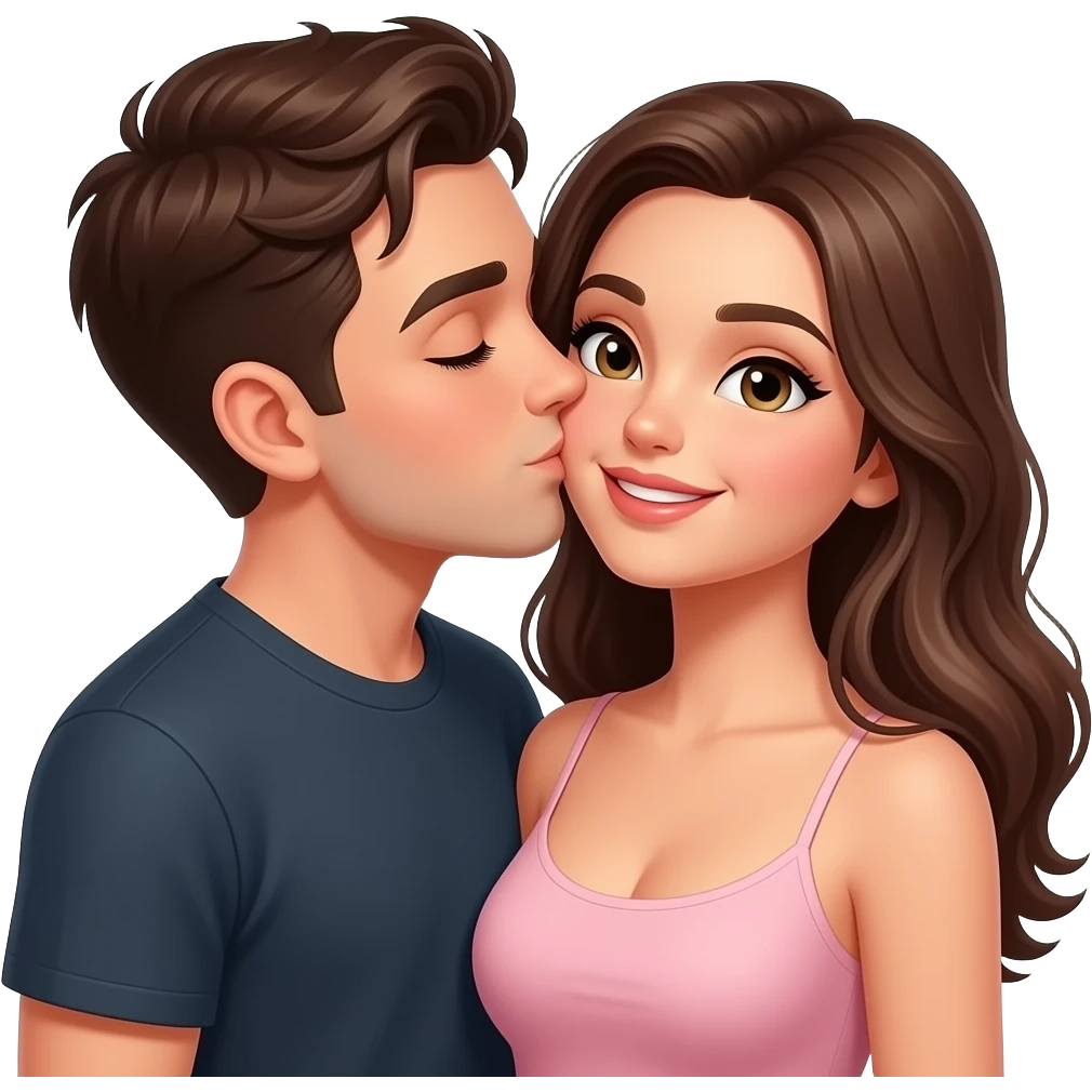 A young man kissing a sexy young lady emoji