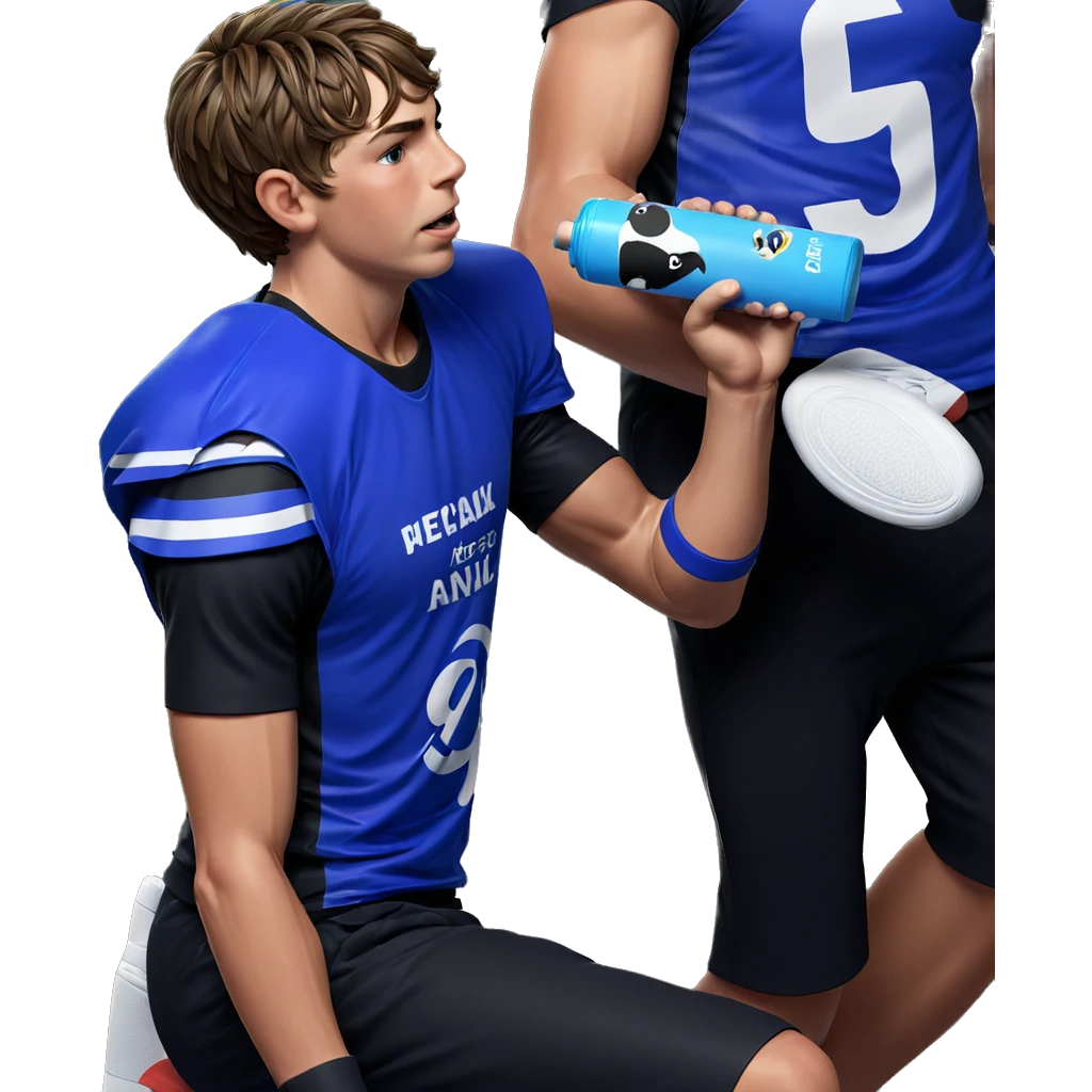 boys in sportswear holding bottles emoji