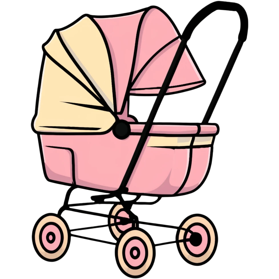 baby stroller with pink gradient and beige accents emoji