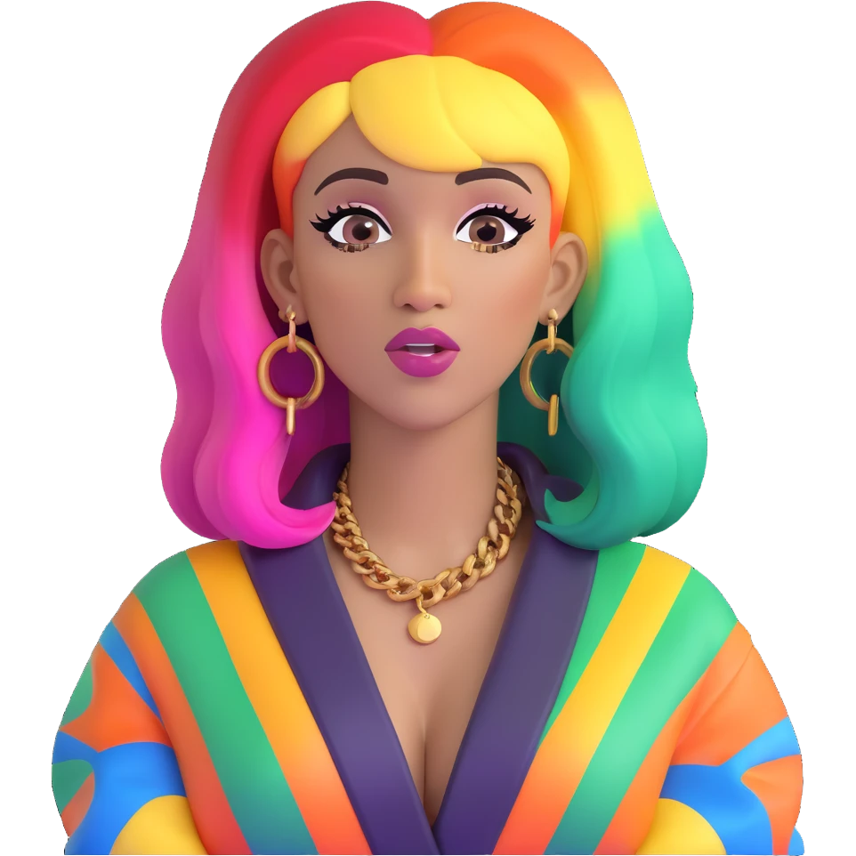 Cardi B with colorful hair emoji