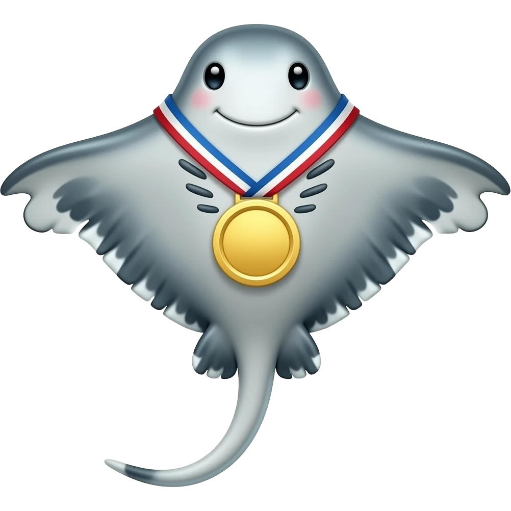 Stingray wearing a gold medal emoji