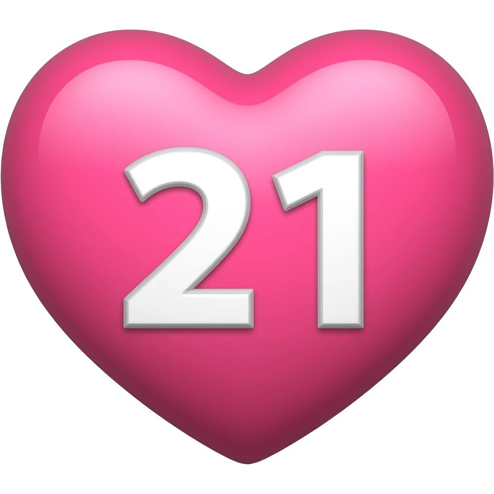 number 21 inside pink heart emoji