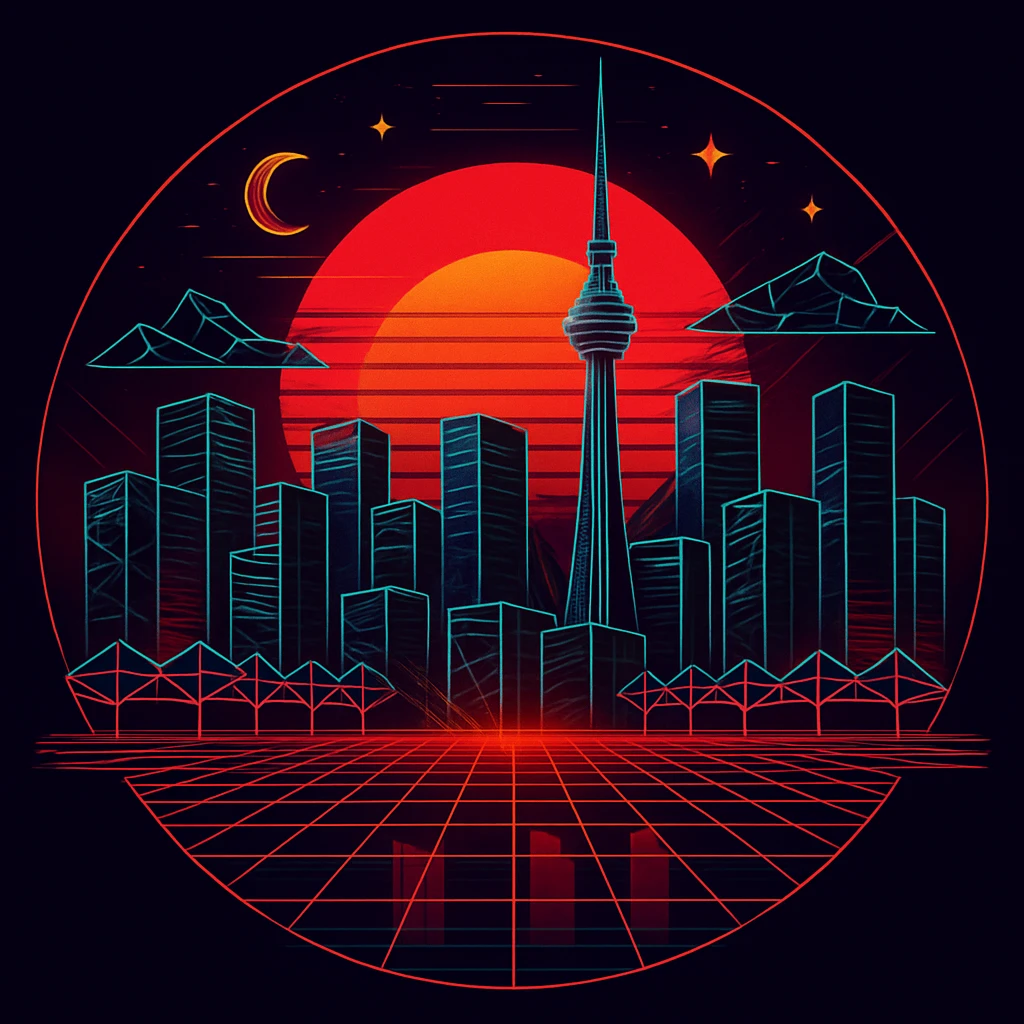 Make this image more edgy, 80's TRON, retro feel  emoji
