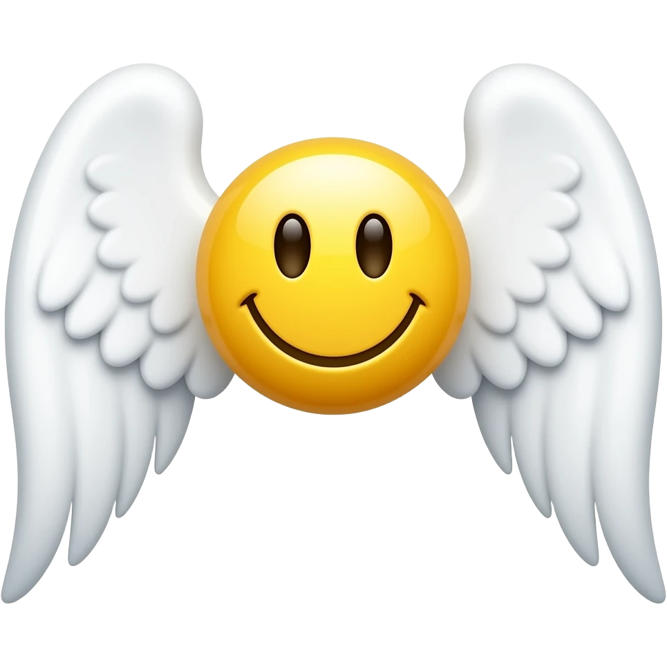 Angel wings with smiley face emoji