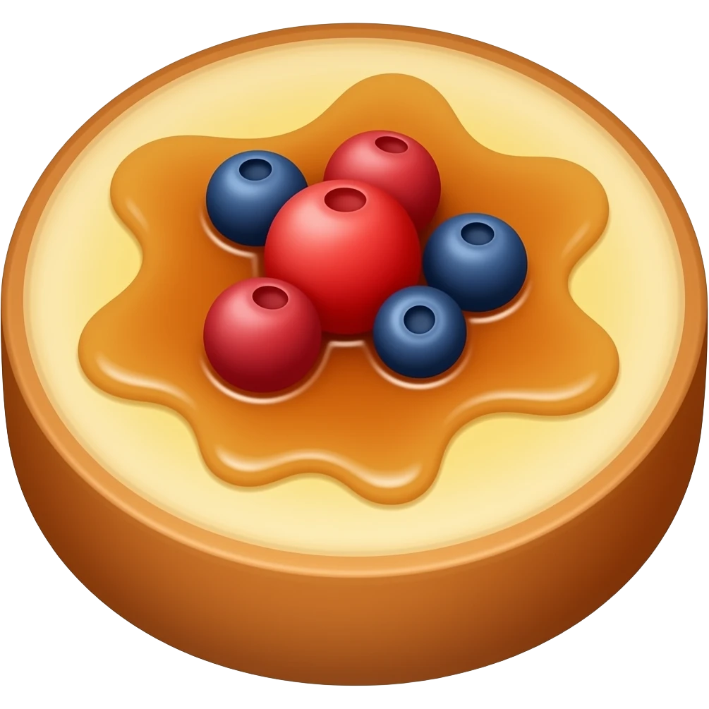 round bread french toast with syrup and berries emoji