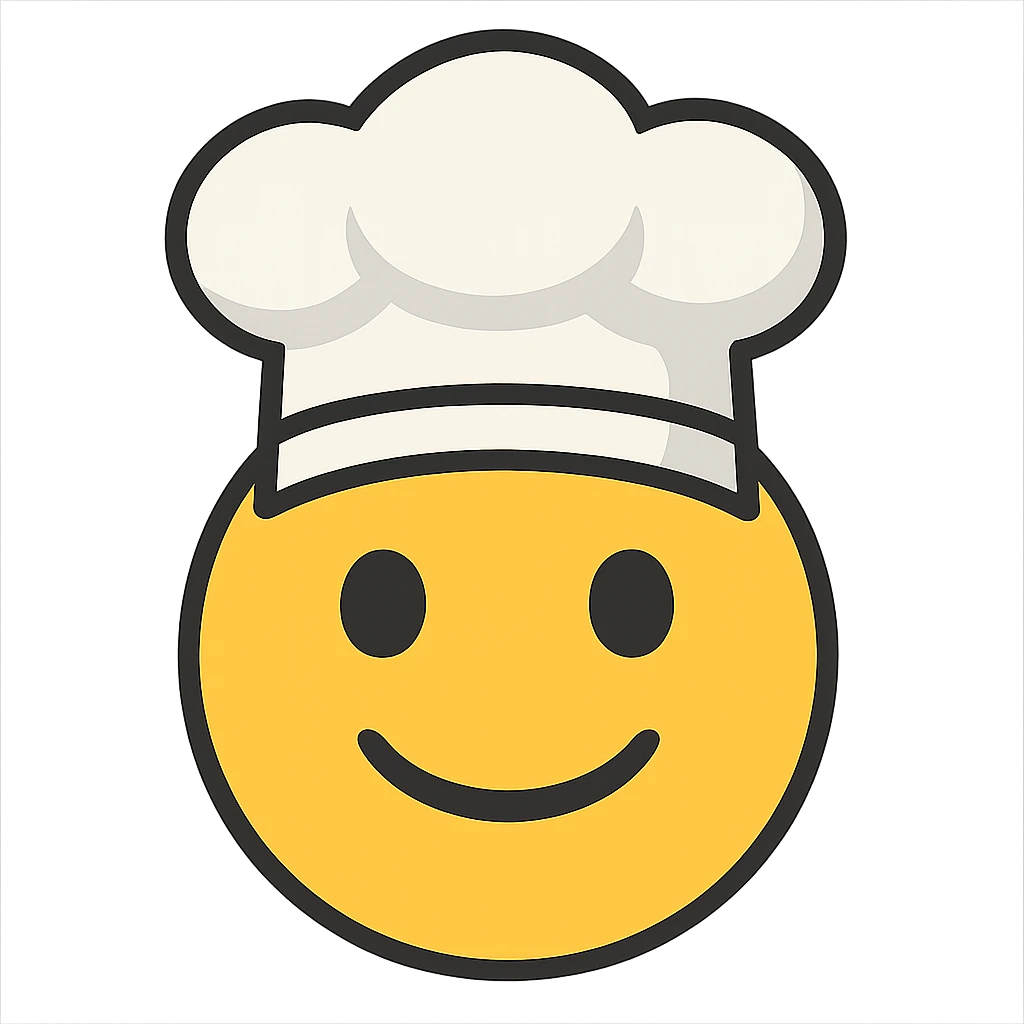 yellow face with chef hat emoji, digital illustration emoji