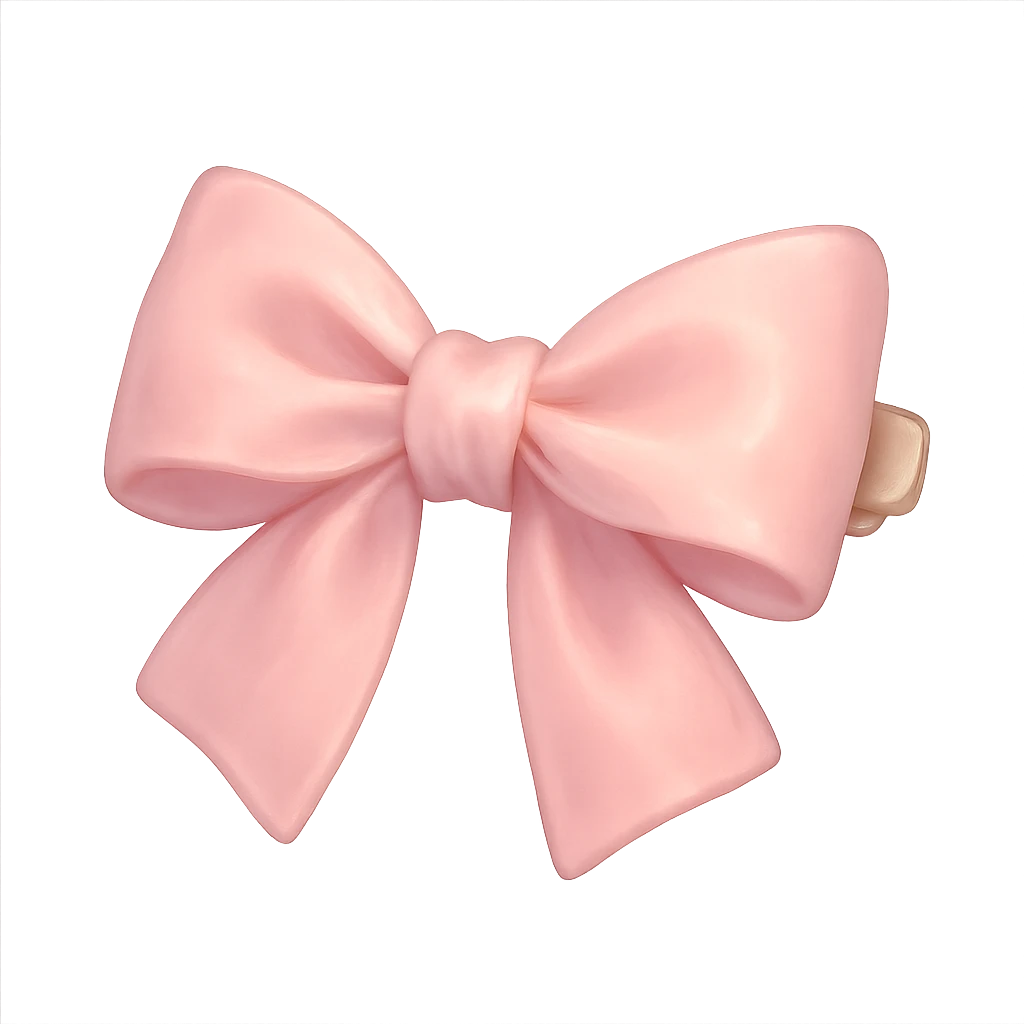 pink bow barrette, soft and dreamy emoji