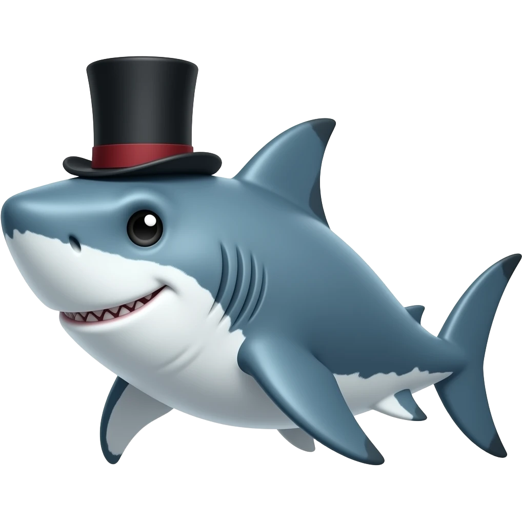 Shark with a top hat emoji