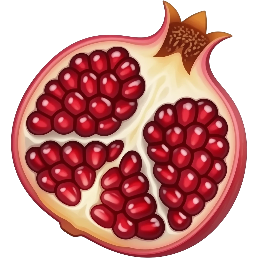 Metallic pomegranate half with seeds emoji