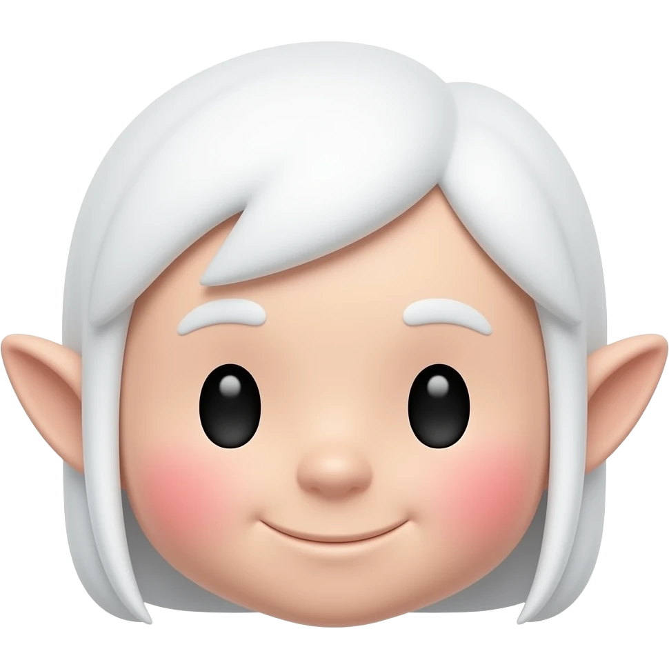흰색 얼굴의 엘프 귀, 붉은색 홍조를 하고 있는 귀여운 만화 이모티콘 emoji