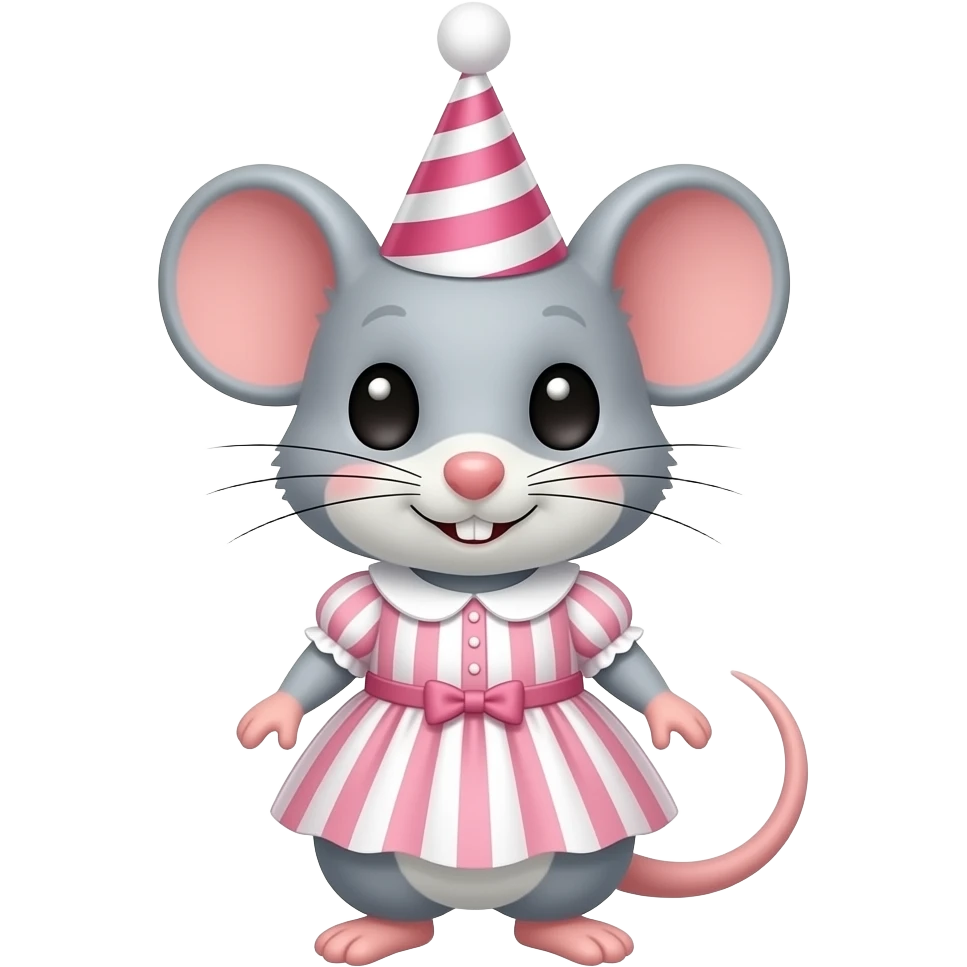 LITTLE MOUSE IN DRESS WITH BIRTHDAY HAT ON emoji