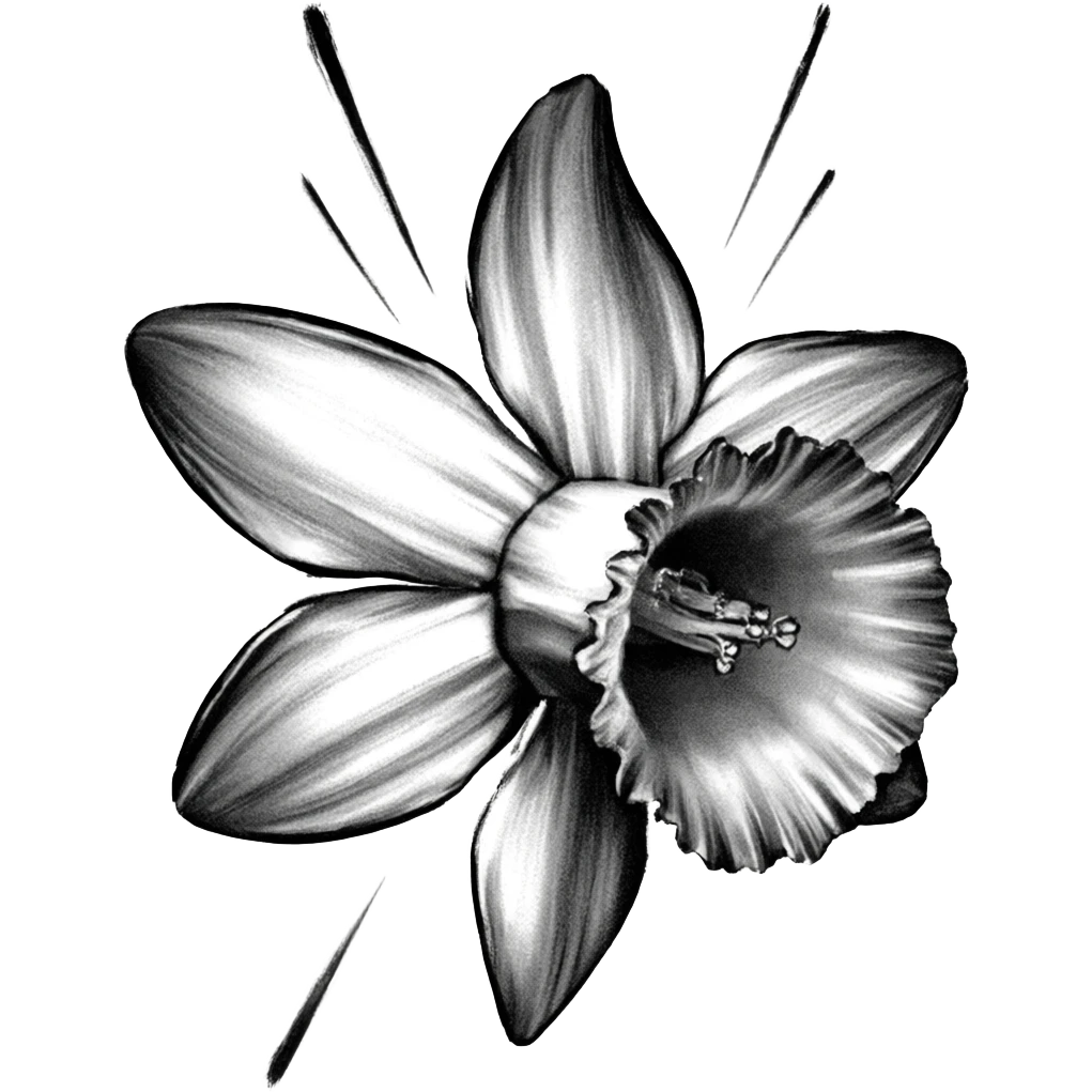 Daffodil tattoo no color emoji