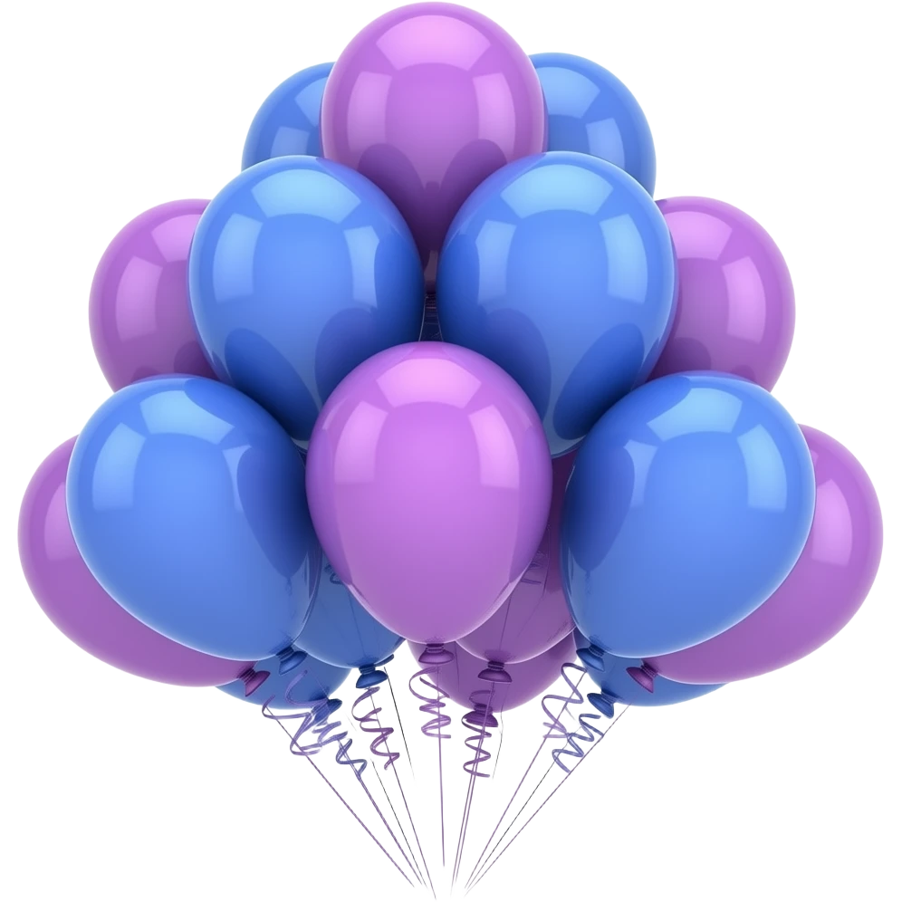 purple blue Birthday balloons inspired by Barbie colour palette emoji