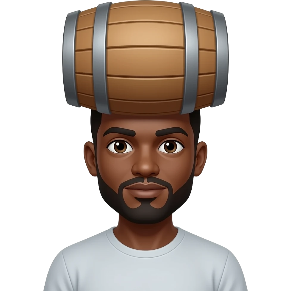 Black man wearing a barrel emoji