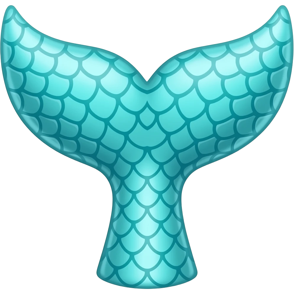 bright turquoise whale tail with scales and bling emoji