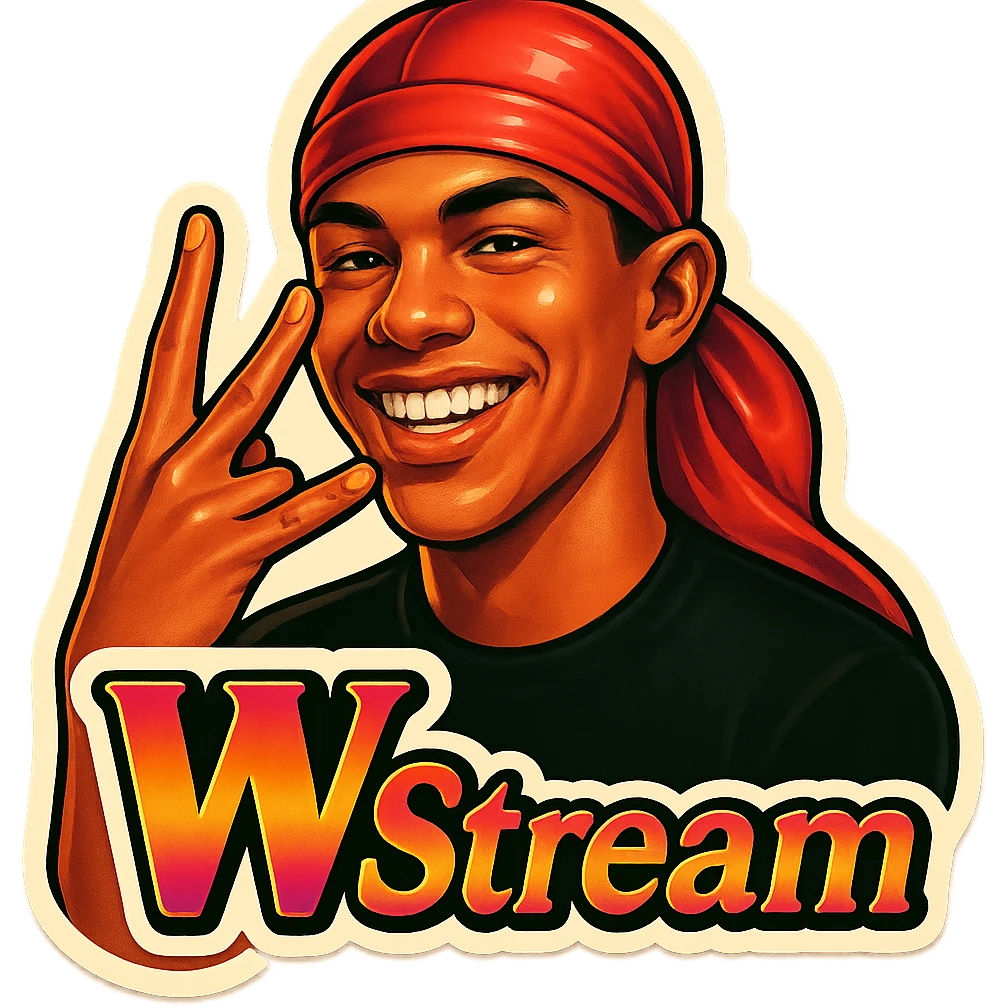 Make him Smiling 
Twist middle finger and ring finger crossed over to form a W
Change His durag To Red
Add the words W Stream emoji