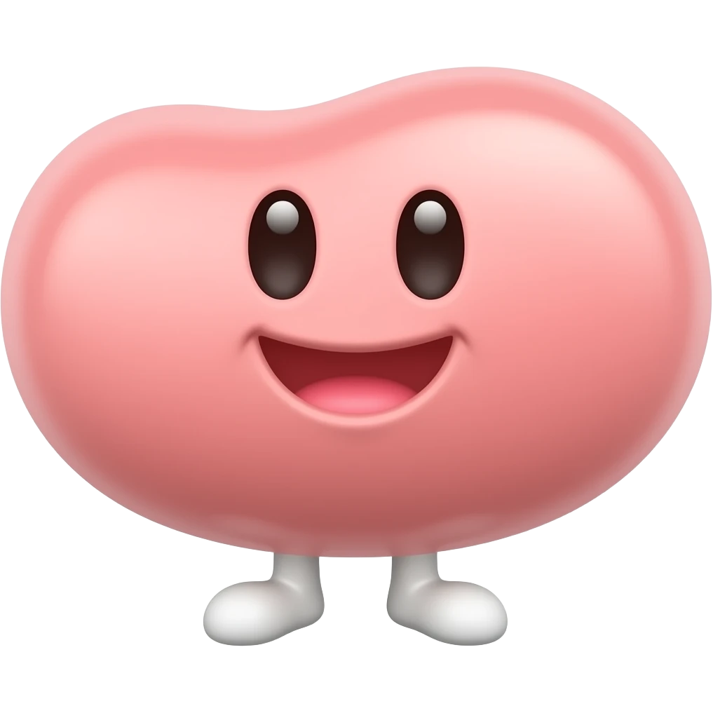 pink happy bean with feet emoji