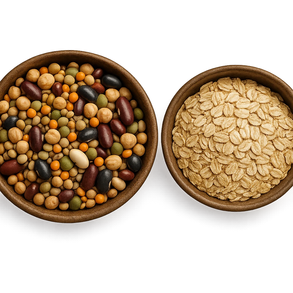 BOWL DI LEGUMI INSIEME A BOWL DI FIOCCHI DI AVENA,  iperrealistico 4k emoji
