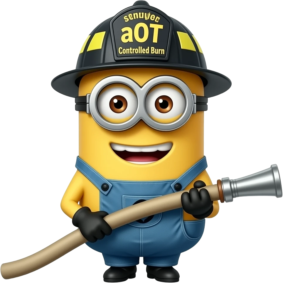 minion firefighter text aOT Controlled Burn on helmet emoji