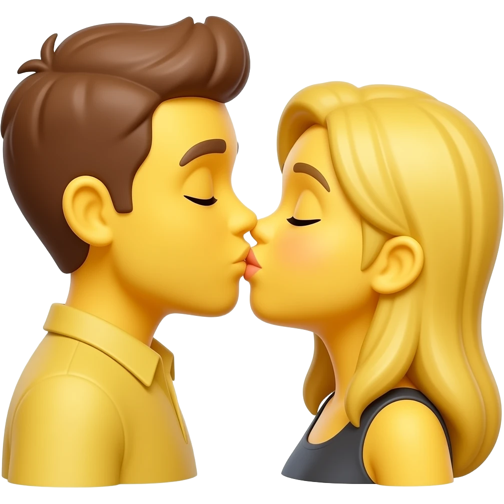 guy and girl yellow emojis making out emoji